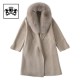 Janefur Winter Women Clothes Double Breasted Big Fur Collar Cashmere Wool Coat With Belt