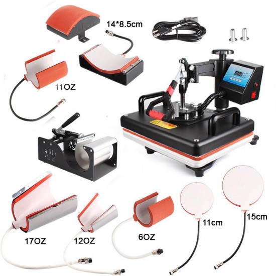 9 in 1 29*38cm Combo Sublimation Heat Press Printer Machine for Hat /Mug/Plate/T-shirts/Phone Case/Bottle Print