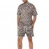KY Leopard Printed Crew Neck Oversize Fit Short Sleeve Tee  Streetwear T Shirt and Shorts Set Man Clothes 2023