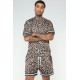 KY Leopard Printed Crew Neck Oversize Fit Short Sleeve Tee  Streetwear T Shirt and Shorts Set Man Clothes 2023