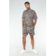 KY Leopard Printed Crew Neck Oversize Fit Short Sleeve Tee  Streetwear T Shirt and Shorts Set Man Clothes 2023