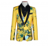 New Custom Men's Suit Vest Three-piece Ensemble Yellow Print Tuxedo