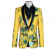 New Custom Men's Suit Vest Three-piece Ensemble Yellow Print Tuxedo