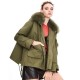 High Quality Winter New Style Detachable Fox Fur Collar Long Sleeves Lace up Oversized Short Parkas Coat