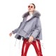 High Quality Winter New Style Detachable Fox Fur Collar Long Sleeves Lace up Oversized Short Parkas Coat