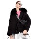 High Quality Winter New Style Detachable Fox Fur Collar Long Sleeves Lace up Oversized Short Parkas Coat