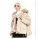 High Quality Winter New Style Detachable Fox Fur Collar Long Sleeves Lace up Oversized Short Parkas Coat