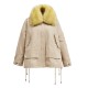 High Quality Winter New Style Detachable Fox Fur Collar Long Sleeves Lace up Oversized Short Parkas Coat
