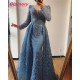 Dubai Sexy V-Neck Embroidery Beads Design Europe Plus Size Long Sleeves Women Gowns Formal Robe De Soiree Evening Dress