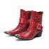 NA310 Fashion Party Men Genuine Leather Boots Rivets Chains Motorcycle Short Boots Metal Pointed Toe Cowboy Ankle Boots Winter
