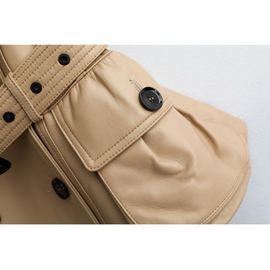 New Women Genuine Sheep Leather Coat Lady Female Real Sheep Skin Belt Jacket Fall/winter Coats Trench Clothes CT015