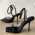 2021 New Square Toe Women Sandals Crystal Letters Decor Women Pumps Sexy High Heels Silk Wedding Dress Shoes Gladiator Sandal
