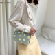 Women Small Fresh Floral Printed Vertical Square Shoulder Bags Female Fashion PU Leather Shopping Crossbody Messenger Bags