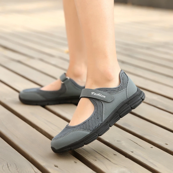 Women's Vulcanize Shoes Summer Hook & Loop Shallow Female Casual Shoes Air Mesh Breathable Platform Wear-resistant Daily Walking