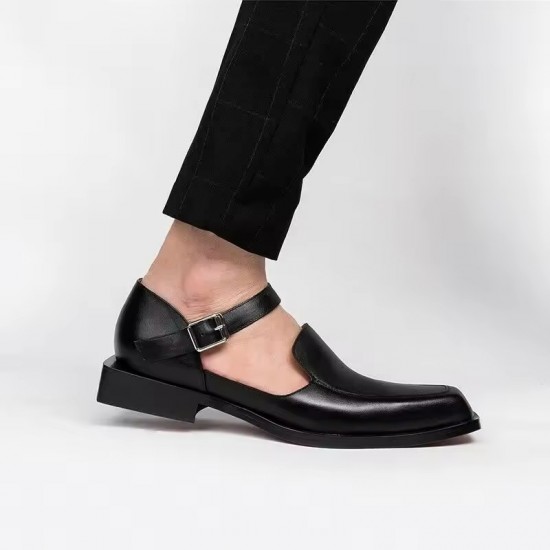 New Black Men's Summer Sandals Pu Leather Buckle Strap Dress Shoes for Men with Business Formal Shoes Men New Black Men's Summer Sandals Pu Leather Buckle Strap Dress Shoes for Men with Business Formal Shoes Men