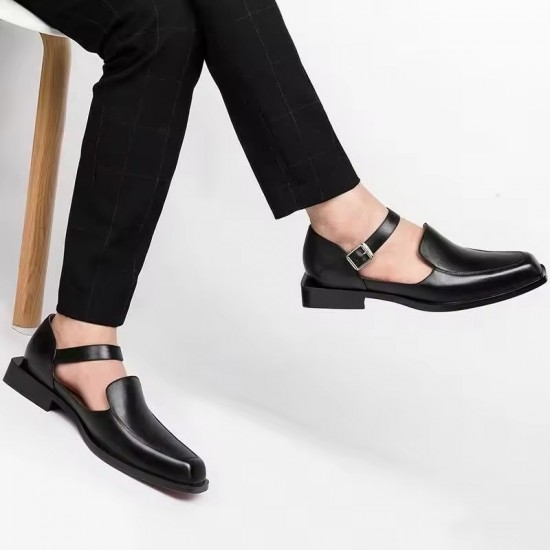 New Black Men's Summer Sandals Pu Leather Buckle Strap Dress Shoes for Men with Business Formal Shoes Men New Black Men's Summer Sandals Pu Leather Buckle Strap Dress Shoes for Men with Business Formal Shoes Men