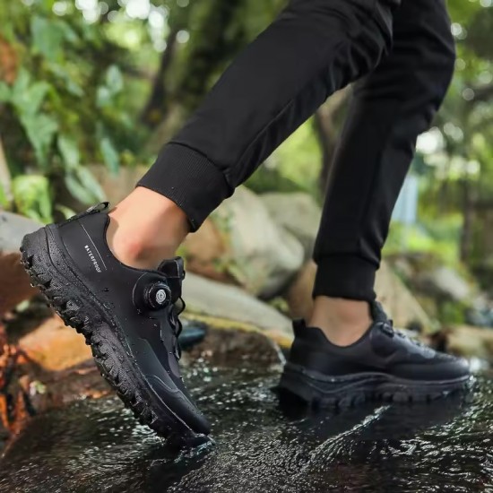 High Quality Men's Trekking Shoes Rotary Buckle Hiking Shoes Men Outdoor Casual Sneakers Man Breathable Non-slip Walking Shoes