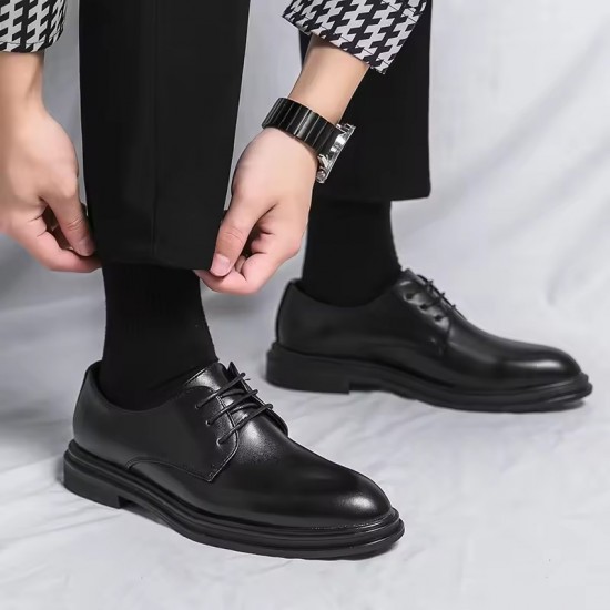 Classic Derby Shoes Brogues Leather Man Business Dress Office Leather Shoe For Men Fashion Patent Leather Party Wedding Shoes