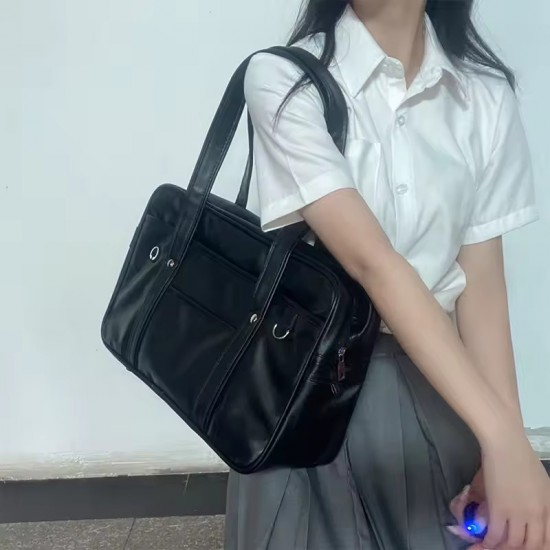Student JK Handbag Waterproof PU Leather Single Shoulder Uniform Bag for Men And Women Official Document Commuter Backpack Student JK Handbag Waterproof PU Leather Single Shoulder Uniform Bag for Men And Women Official Document Commuter Backpack