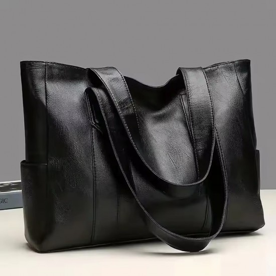 Vintage Large Capacity Tote Bag, Retro Vegan Shoulder Bag, Women's Casual Handbag For Commute Vintage Large Capacity Tote Bag, Retro Vegan Shoulder Bag, Women's Casual Handbag For Commute