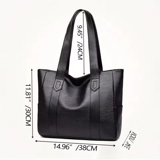 Vintage Large Capacity Tote Bag, Retro Vegan Shoulder Bag, Women's Casual Handbag For Commute Vintage Large Capacity Tote Bag, Retro Vegan Shoulder Bag, Women's Casual Handbag For Commute
