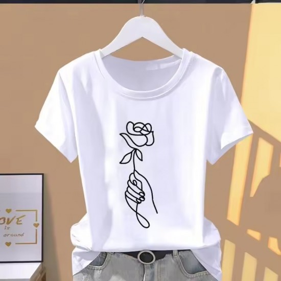Women Print Floral Sports Fashion Casual Explosive Short Sleeve T-shirt Graphic Tshirts Women Clothes Oversized T Shirt